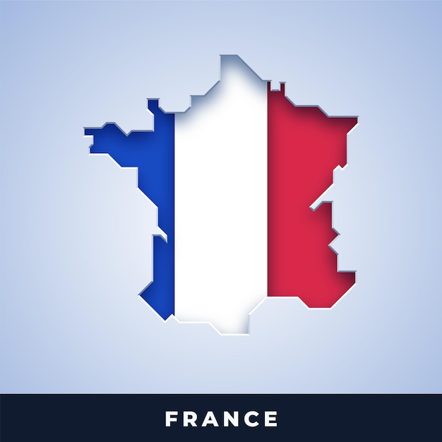 Mapa Francji Z Flagą