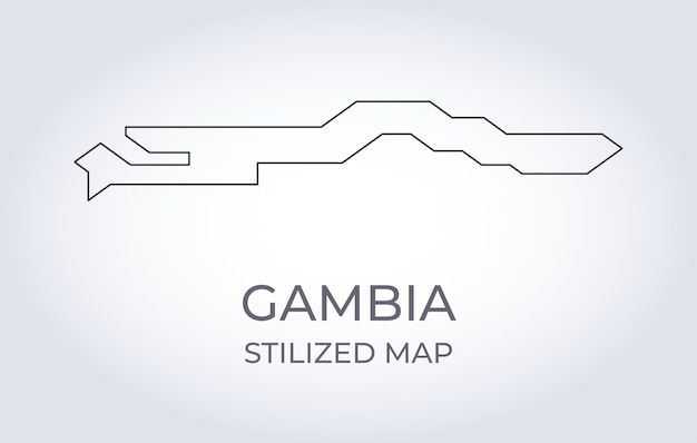 Mapa Gambii W Stylizowanym Minimalistycznym Stylu