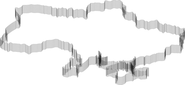 Mapa Granicy Ukrainy Z Gradientem 3d