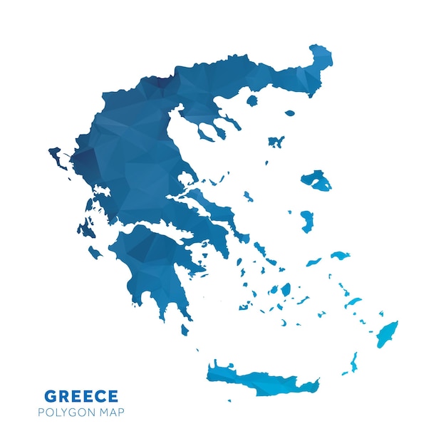 Mapa Grecji Niebieski geometryczny wielokąt mapa