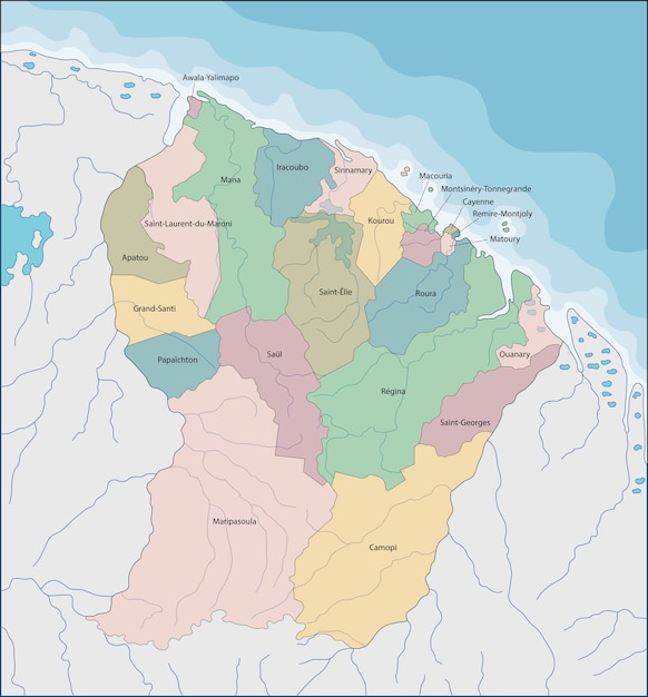 Plik wektorowy mapa gujany francuskiej