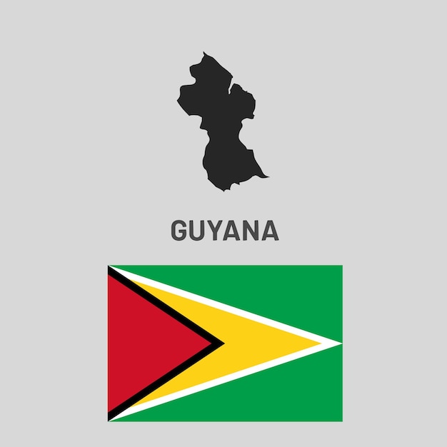 Mapa Gujany i ilustracja flagi