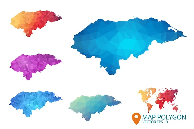 Plik wektorowy mapa hondurasu zestaw geometrycznego pomiętego trójkątnego tła graficznego w stylu low poly