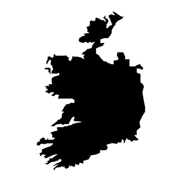 Mapa Irlandii czarny na białym tle