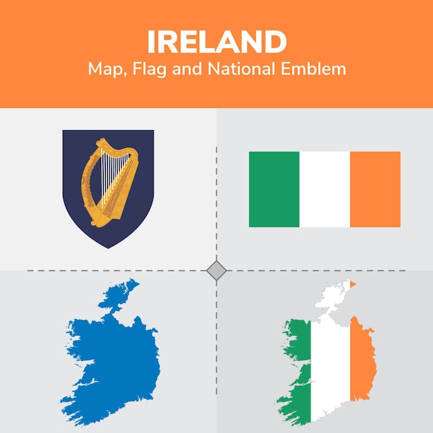 Mapa Irlandii, Flaga I Godło Państwowe