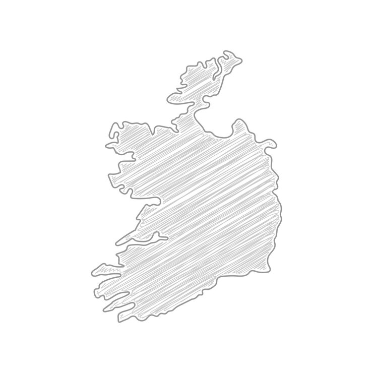 Wektor mapa irlandii, rysunek szkic ołówkiem