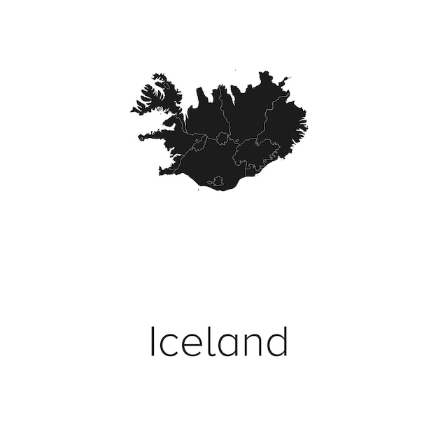 Mapa Islandii Ilustracja wektorowa Silhouette Outline Mapa podróży i turystyki Islandii