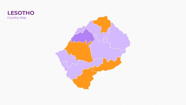 Mapa izolowanego współczesnego kolorowego państwa Lesotho