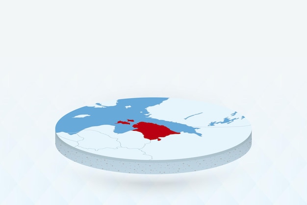 Mapa izometryczna 3D podkreślająca Estonię na czerwono