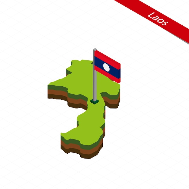 Mapa Izometryczna Laosu I Flaga Ilustracja Wektorowa