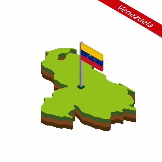 Mapa Izometryczna Wenezueli I Flaga Ilustracja Wektorowa
