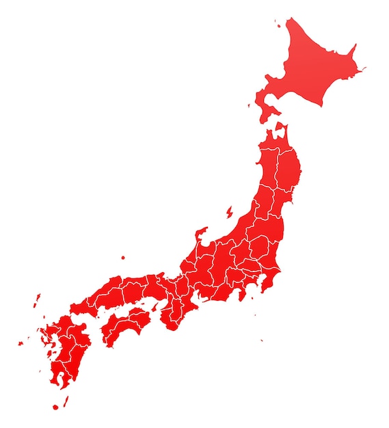 Mapa Japonii W Wysokiej Rozdzielczości Szczegółowe Ilustracji Wektorowych