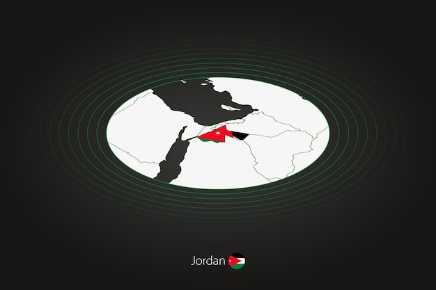Mapa Jordanii W Ciemnej Owalnej Mapie Z Sąsiednimi Krajami