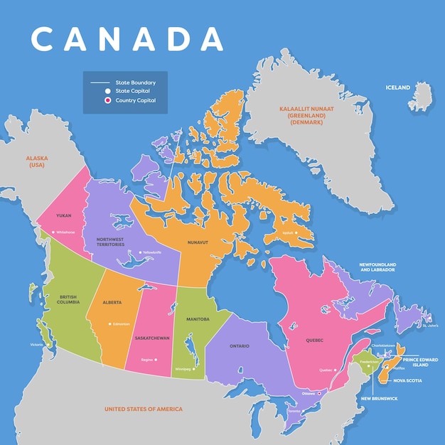 Mapa Kanady Z Nazwą Kanada