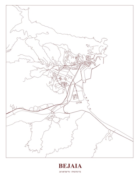 Plik wektorowy mapa kartelu bejaia w algierii