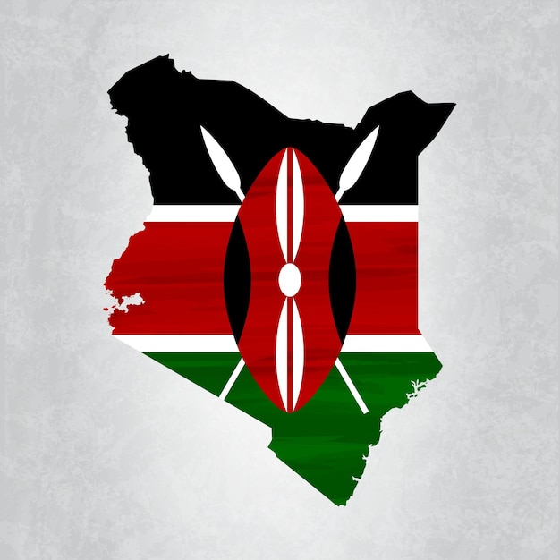 Plik wektorowy mapa kenii z flagą
