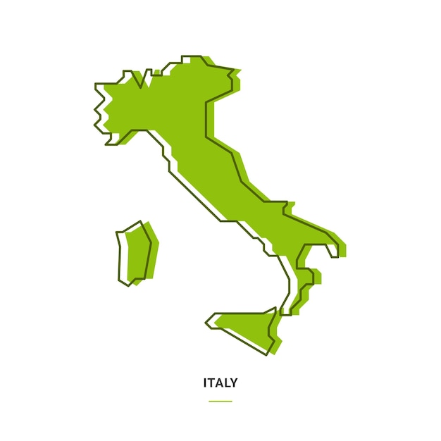 Mapa Konturowa Włoch Z Zielonym Kolorem Nowoczesny Prosty Projekt Kreskówek