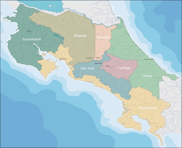 Plik wektorowy mapa kostaryki