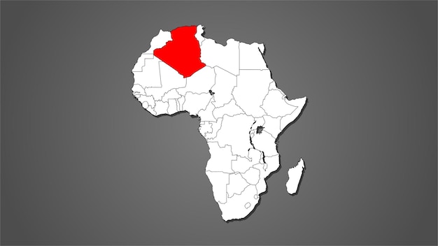 Plik wektorowy mapa kraju algierii podświetlona na czerwono na wektorze mapy kontynentu afrykańskiego
