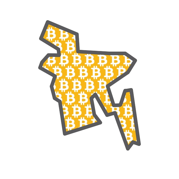 Mapa Kraju Bangladeszu Z Logo Kryptowaluty Bitcoin