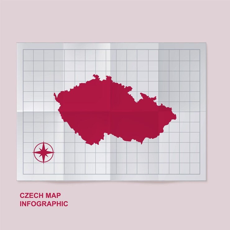 Wektor mapa kraju czeskiego na złożonym papierze siatkowym