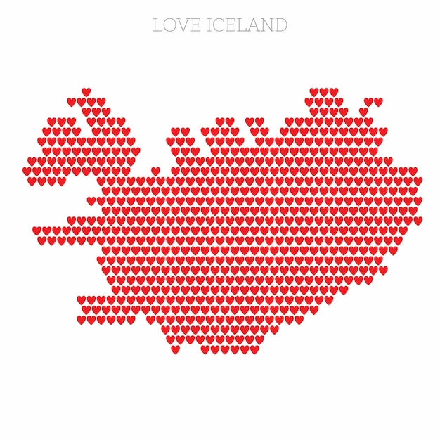 Mapa Kraju Islandii Wykonana Z Wzoru Półtonów Serca Miłości