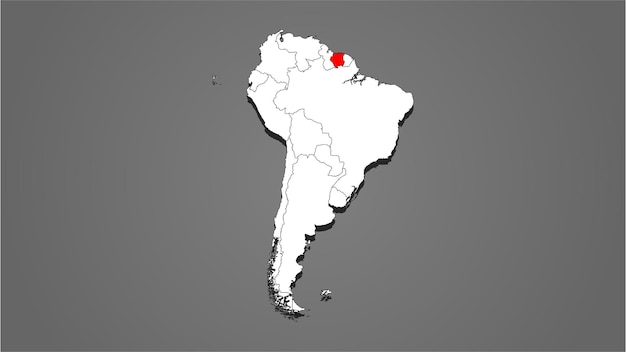 Plik wektorowy mapa kraju lub kraju surinamu wyróżniona na wektorze mapy kontynentu ameryki południowej