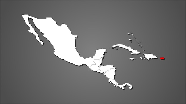 Plik wektorowy mapa kraju lub narodu portoryko podświetlona na czerwono na wektorze mapy kontynentu ameryki północnej