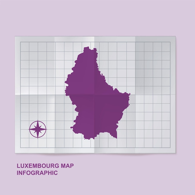 Mapa Kraju Luksemburga W Składanym Papierze Siatkowym