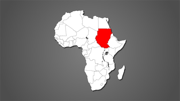 Mapa Kraju Sudanu Zaznaczona Na Czerwono Na Wektorze Mapy Kontynentu Afrykańskiego