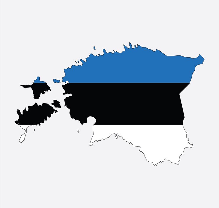 Wektor mapa kraju z flagą państwa estonii