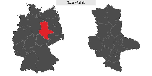 Mapa kraju związkowego Saksonia-Anhalt w Niemczech