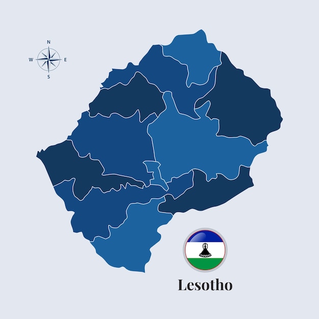 Mapa Lesotho z flagą Mapa flagi Lesotho