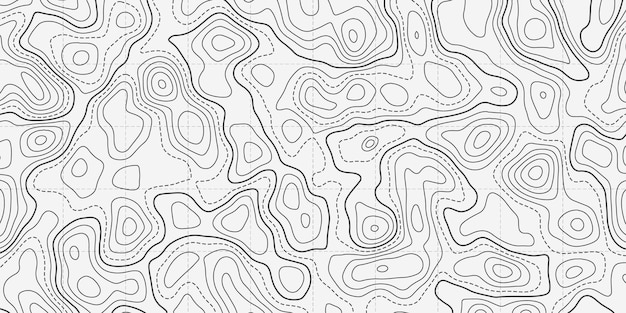 Mapa linii topograficznych oceanów z ilustracją wektorową z krzywymi liniami fali
