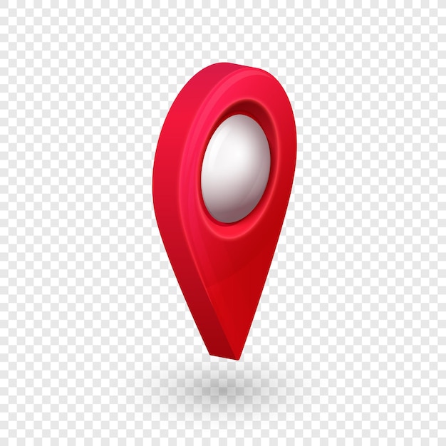 Mapa lokalizacji wskaźnik 3d pin ze świecącą bańką szklaną na przezroczystym tle