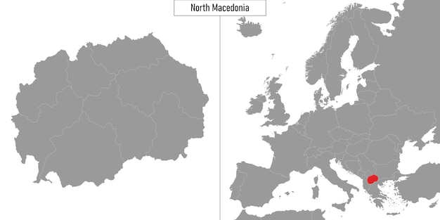 Mapa Macedonii Północnej i lokalizacja na mapie Europy Ilustracja wektorowa