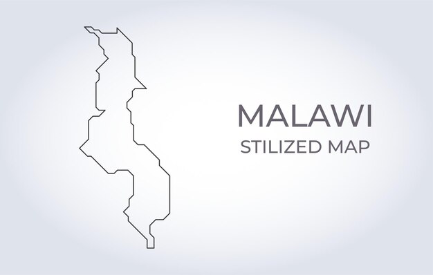 Plik wektorowy mapa malawi w stylizowanym minimalistycznym stylu