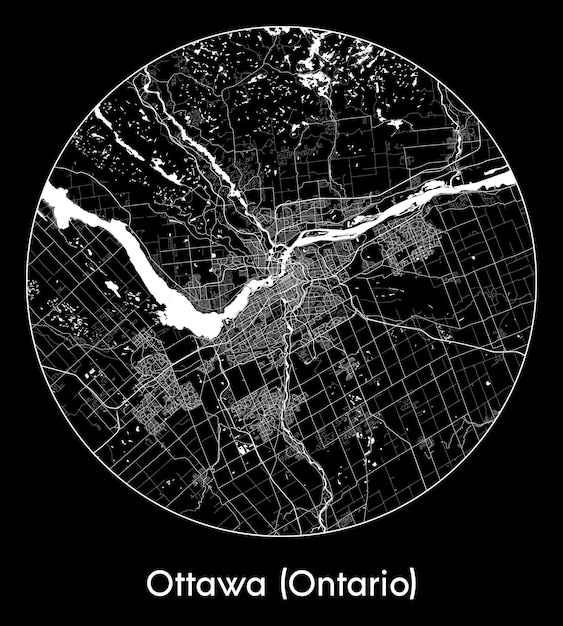 Mapa Miasta Ameryki Północnej Kanada Ottawa Ontario Ilustracji Wektorowych