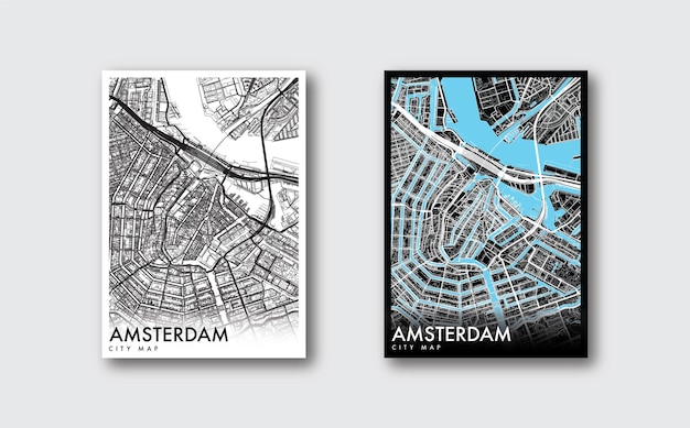 Plik wektorowy mapa miasta amsterdam