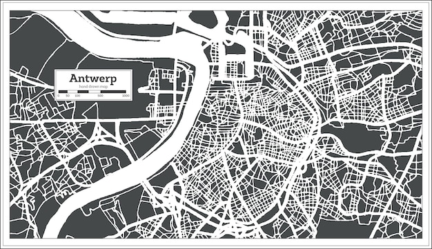 Mapa Miasta Antwerpia W Stylu Retro. Mapa Przeglądowa. Ilustracja Wektorowa.