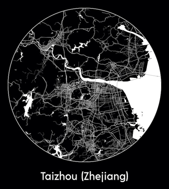Mapa Miasta Azja Chiny Taizhou Zhejiang Ilustracji Wektorowych