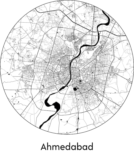 Mapa Miasta Azja Indie Ilustracja Wektora Ahmedabad