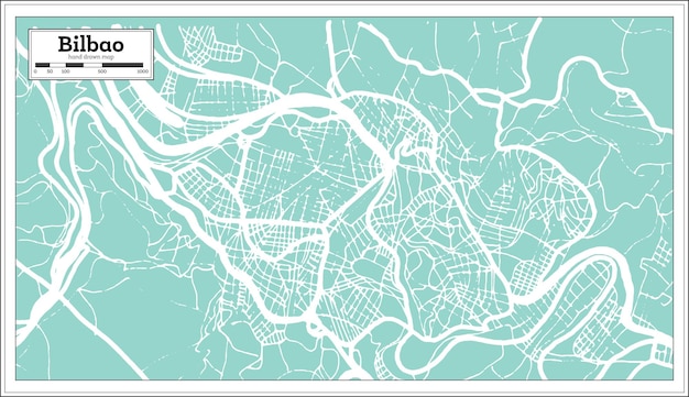 Mapa Miasta Bilbao Hiszpania W Stylu Retro. Mapa Przeglądowa. Ilustracja Wektorowa.