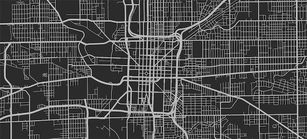 Mapa miasta Indianapolis Wektorowy plakat Mapa ulica w skali szarości