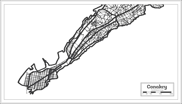 Mapa Miasta Konakry Gwinea W Stylu Retro