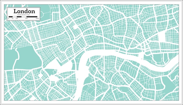 Mapa Miasta Londyn Wielkiej Brytanii W Stylu Retro Mapa Konturowa