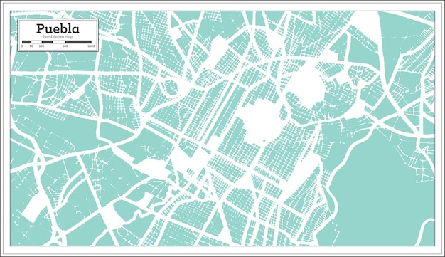 Mapa Miasta Puebla W Meksyku W Stylu Retro Mapa Konturowa