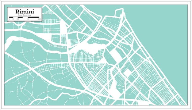 Mapa Miasta Rimini Włochy W Stylu Retro Mapa Konturowa