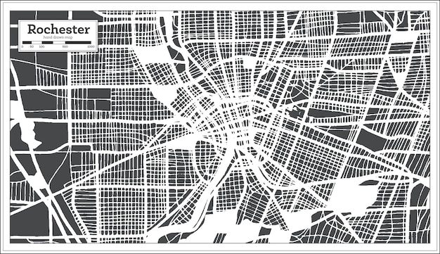 Mapa Miasta Rochester Usa W Stylu Retro. Mapa Przeglądowa. Ilustracja Wektorowa.