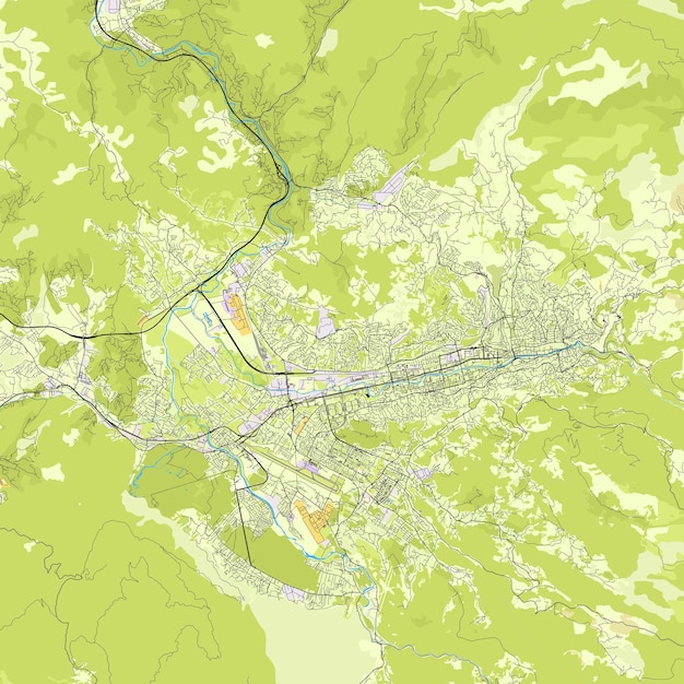 Mapa Miasta Sarajewo Bośnia I Hercegowina